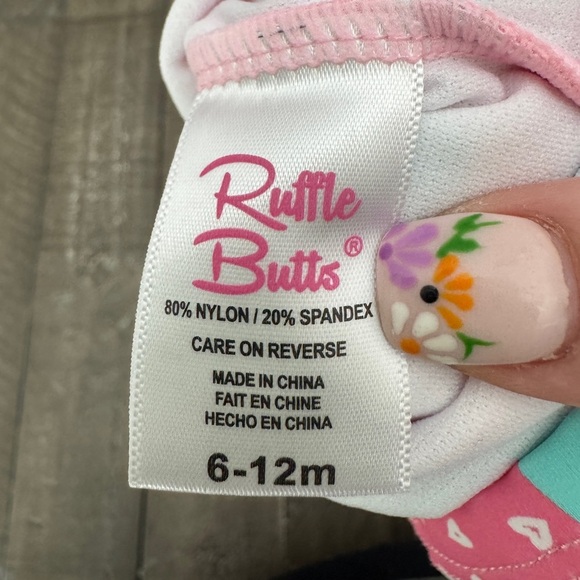 RUFFLE BUTTS Popsicle Bathing Suit Ruffle Detail With Bow Size 6-12 months - Picture 5 of 5